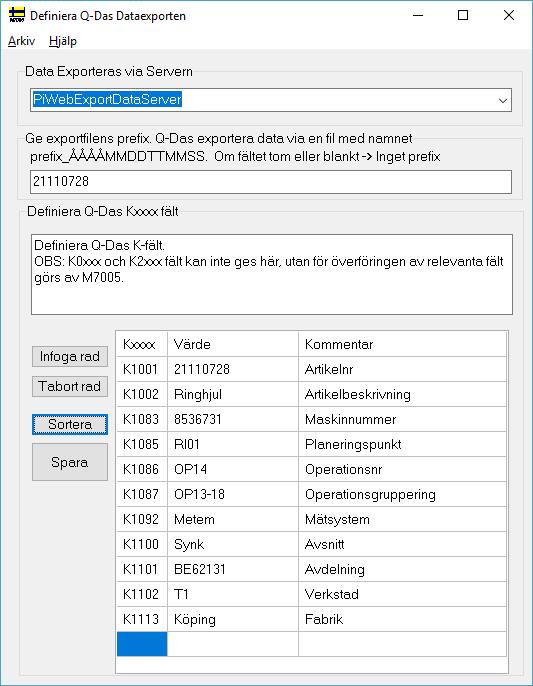 3.3 Definition av data exporten Figur 3.