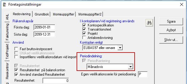 För att underlätta arbetet och möjliggöra antedatering i och mellan de olika serierna kan du göra ytterligare en inställning i företagsinställningarna och det är under fliken Redovisning.