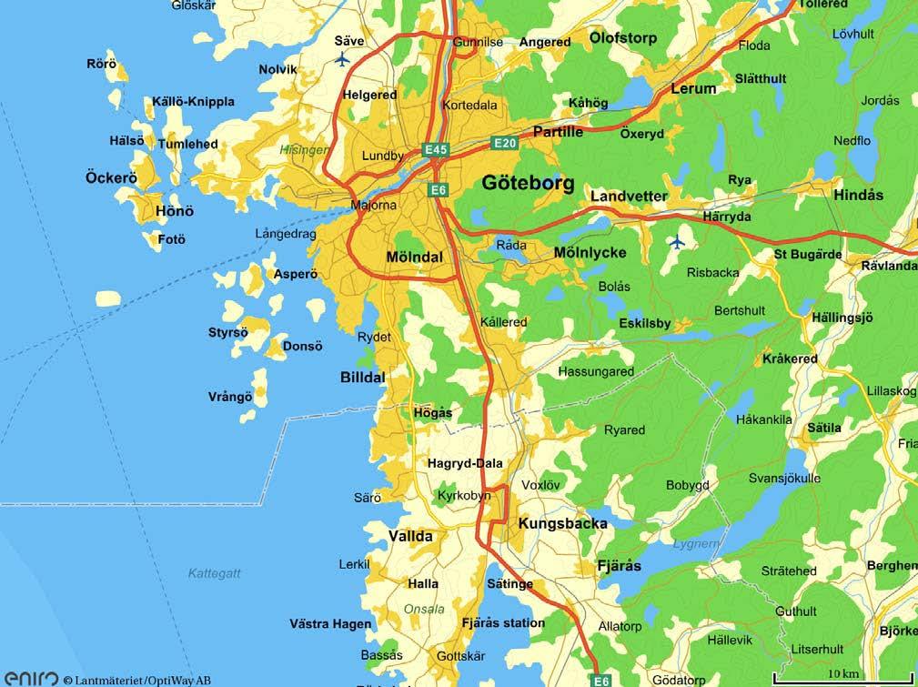 Västkustens båtförbund, Göteborg Rapport Provtagningar i havet Datum: 2017-12-06 Uppdragsnr: 413121 Dokumentnr: 8658-17 BK TL F Figur 7. Provtagningsplatsernas närhet till urban miljö.