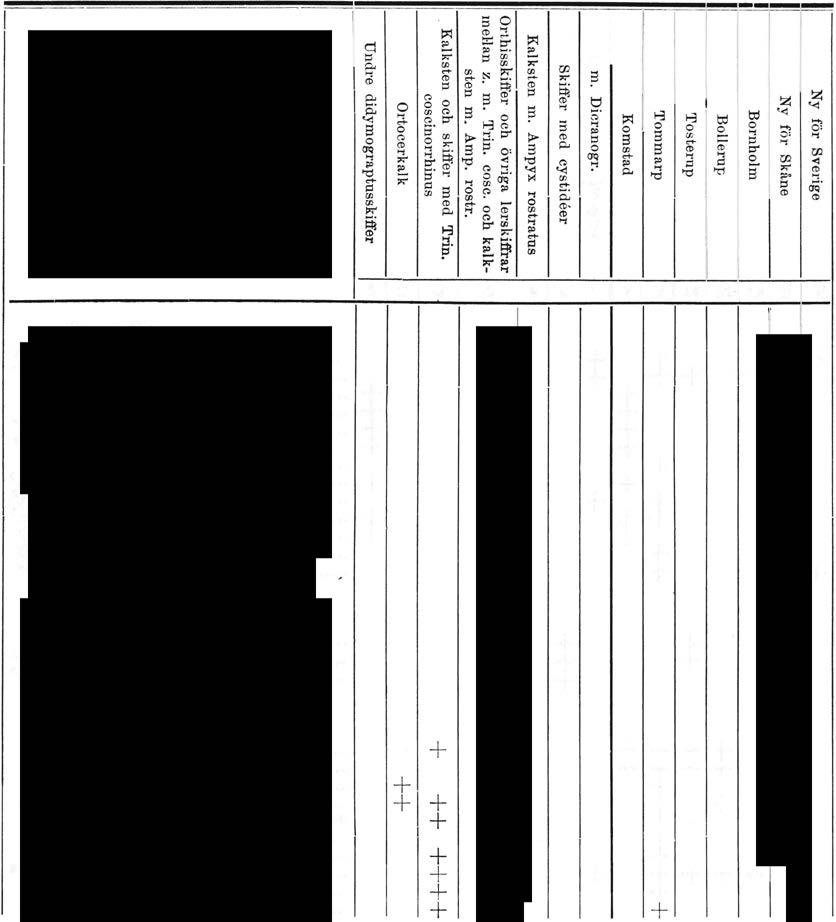 Faleontologisk översikt Fossil betecknade med asterisk framför släktnamnet äro av vikt för efterföljande stratigrafiska framställning Alla å tavl I och II avbildade arter äro betecknade mer) ett X l