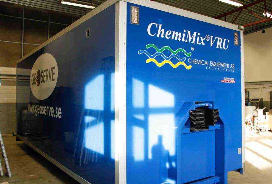 Chemimix VRU, framtidens mobila reningsanläggning levererad av Chemical Equipment AB för olika typer av förorenade vatten.