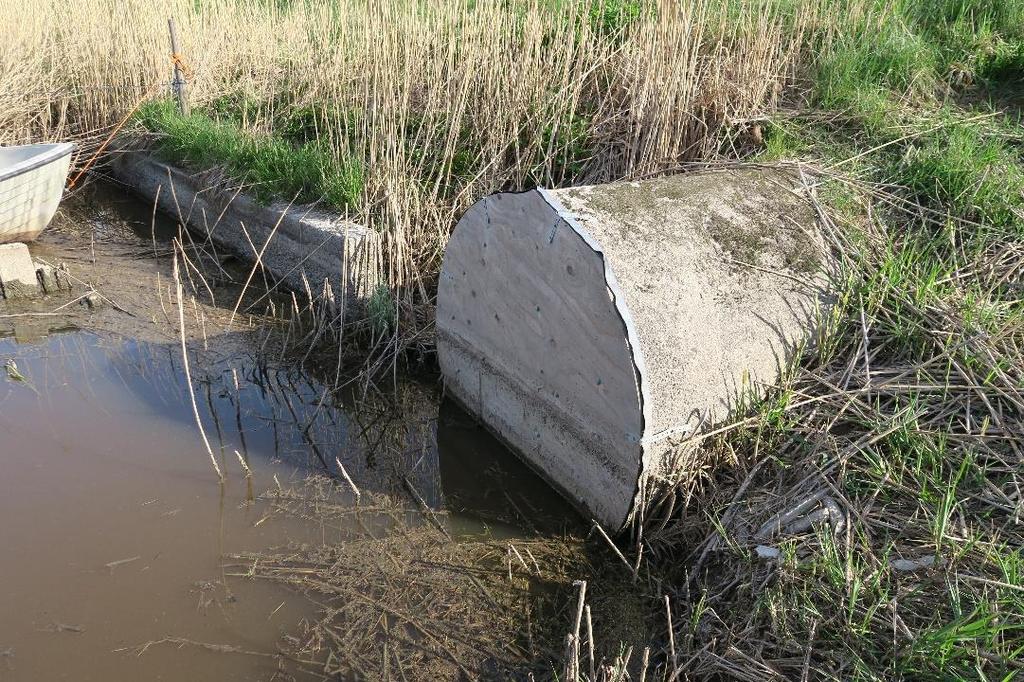 Bild 17. Vägtrumman, väg 2064, vid pumpstationen mellan Röseboviken och Futtenkanalen.