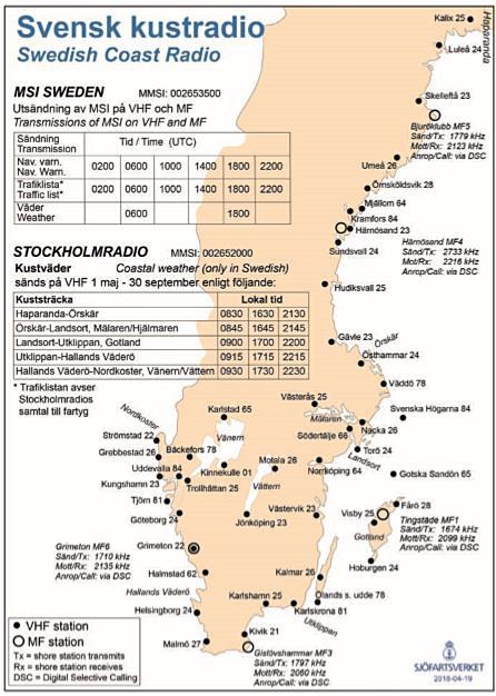 3.14 VHF-karta Sverige Bild 3.14.1: Sjöfartsverkets