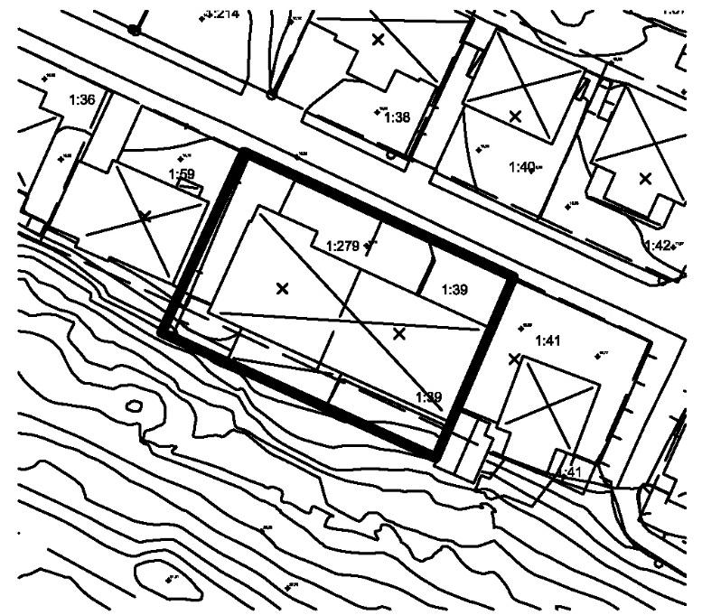 1935-02-22. Stadsplanen anger för berörda fastigheter byggnadskvarter med friliggande eller sammankopplade byggnader.