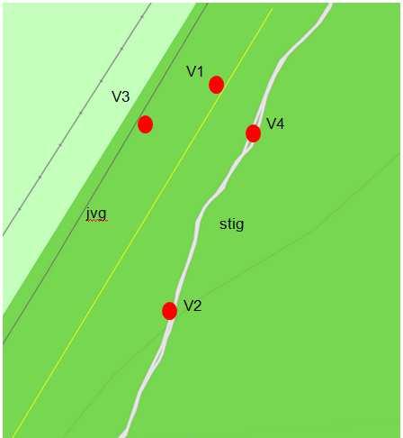 Inventering av flora och fladdermusfauna i Väla skog Naturvårdskonsult Gerell 2 Figur 2. Placeringen av autoboxar inom Väla skog den 18 maj 2017.