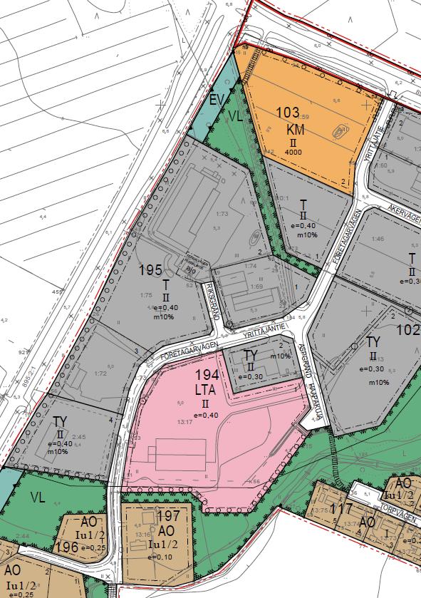 5.7 Generalplan 1-10 För området finns ingen uppgjord generalplan. 5.8 Detaljplan Området är sedan tidigare detaljplanerat. Kronoby centrum detaljplan som är den gällande detaljplanen godkändes 8.12.