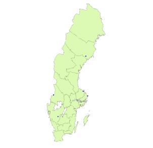 Arten har även påträffats sällsynt i södra Norge och Finland, men däremot inte i Danmark.