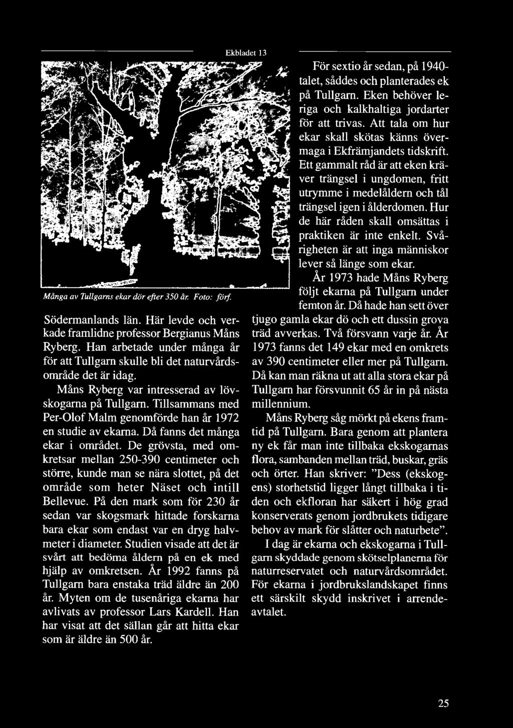 På den mark som för 230 år sedan var skogsmark hittade forskarna bara ekar som endast var en dryg halvmeter i diameter.