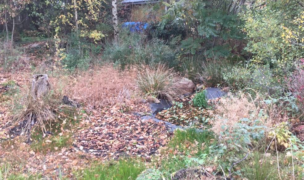 () Mella fastighetera Lidåsväg och 0 påträffades midre damm som evtuellt omhädertar dagvatt frå förstämda fastighet samt