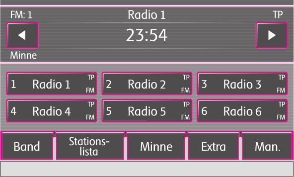 RADIO-funktion 15 RADIO-funktion Huvudmeny RADIO BAT-37F004 Tryck på knappen RADIO - Huvudmeny RADIO Fig.