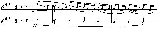 Tittar man närmre på pianots basstämma verkar den vara i det närmaste en imitation av cellons melodi med någon fjärdedels fördröjning.