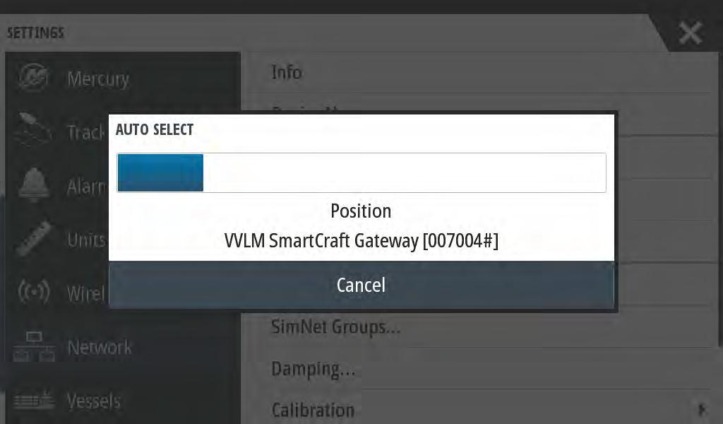 Avsnitt 2 - Startskärmar och installationsguide Auto Select (Välj automatiskt) söker igenom nätverket och ställer samman en lista över alla enheter som identifieras under den automatiska valprocessen.