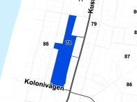 GRÖNOMRÅDE 78 Fastighet(er): Mellby 15:1 och 3:29, norr om Kolonivägen, söder om Brodds väg, väster om Kustvägen, nära stranden. Storlek: ca. 4,0 hektar.