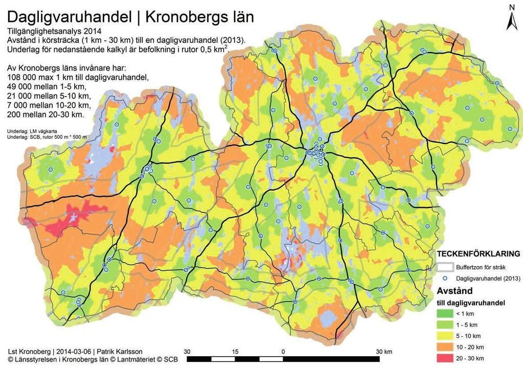 BAKGRUND SERVICESTRUKTUR DAGLIGVARUHANDEL Efter att antalet butiker i Kronobergs län i stort sett halverades vart tionde år mellan 1970 och 2000 har nedläggningstakten påtagligt minskat under senare
