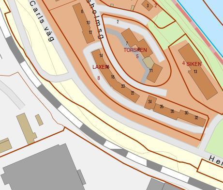 2.4 Laxen 8 Mätobjekt Lägenhet 1202 på Världsholmsgatan 20 har fasad och balkong ca 68 m från spåret.