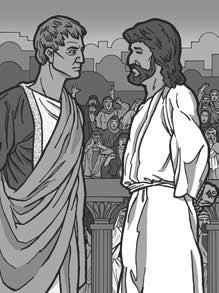 De ville att han skulle dö, men de kunde inte själva bestämma att Jesus skulle dö. Så på morgonen tog de honom till landshövdingen som bestämde i deras land. Han hette Pontius Pilatus.