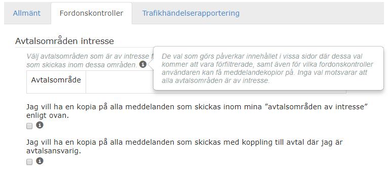 FRID ffärskoordinatorer VT 2.2 Inställningar I FRID kan man om man är avtalsansvarig sätta att man önskar mail gällande Fordonskontroller och THR-händelser på de avtal som man är avtalsansvarig för.