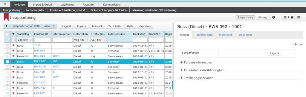 FRID ffärskoordinatorer VT På många av sidorna i FRID är det en tabell på högra sidan och om man klickar på en rad så öppnar sig ett fönster till vänster med detaljer för gällande markering.