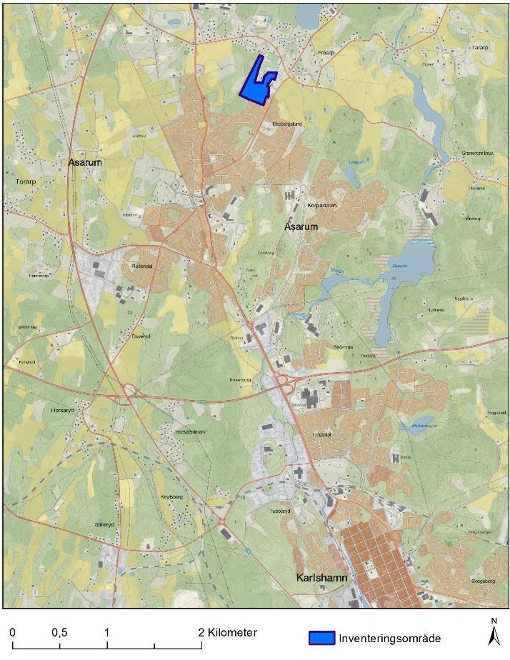 1 INLEDNING Stadsbyggnadsavdelningen, Karlshamns kommun, har fått i uppdrag att detaljplanelägga Asarums idrottsplats i syfte att möjliggöra dels utveckling av befintlig verksamhet (idrott) och dels