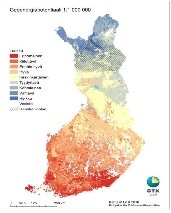 GEOENERGI I KOTKA- FREDRIKSHAMNREGIONEN MÖJLIGHETER Regionen har utmärkt geoenergipotential. Sydöstra Finland är Finlands bästa geoenergiområde, se vidstående karta.