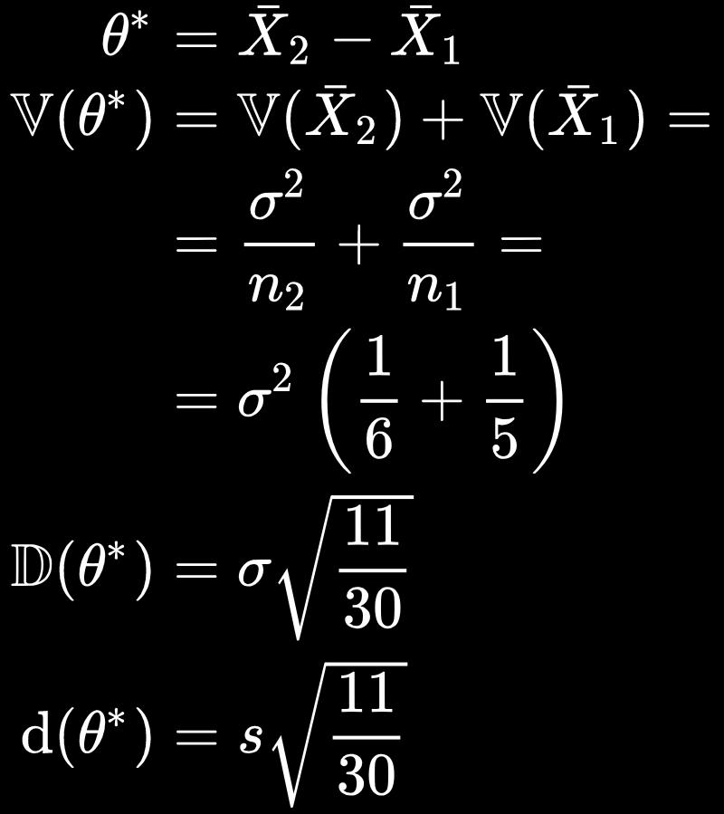 >> VAR1 = var(fiskart1) [0.0171] >> VAR2 = var(fiskart2) [0.0122] >> VARTOT = (VAR1*4+VAR2*5)/9 [0.0144] >> s = sqrt(vartot) [0.1200] >> QTILE = tinv(0.