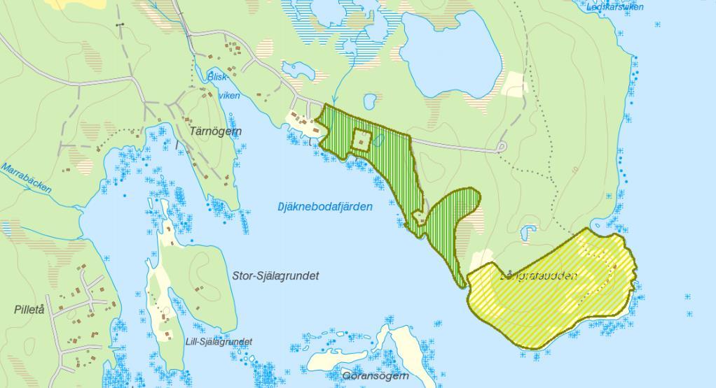 2017-08-29 Dnr 2016/B0174 10 Genom att avgränsa LIS-området på detta sätt bedöms områdena med höga naturvärden inte påverkas på ett betydande sätt. Karta med SKS områden.