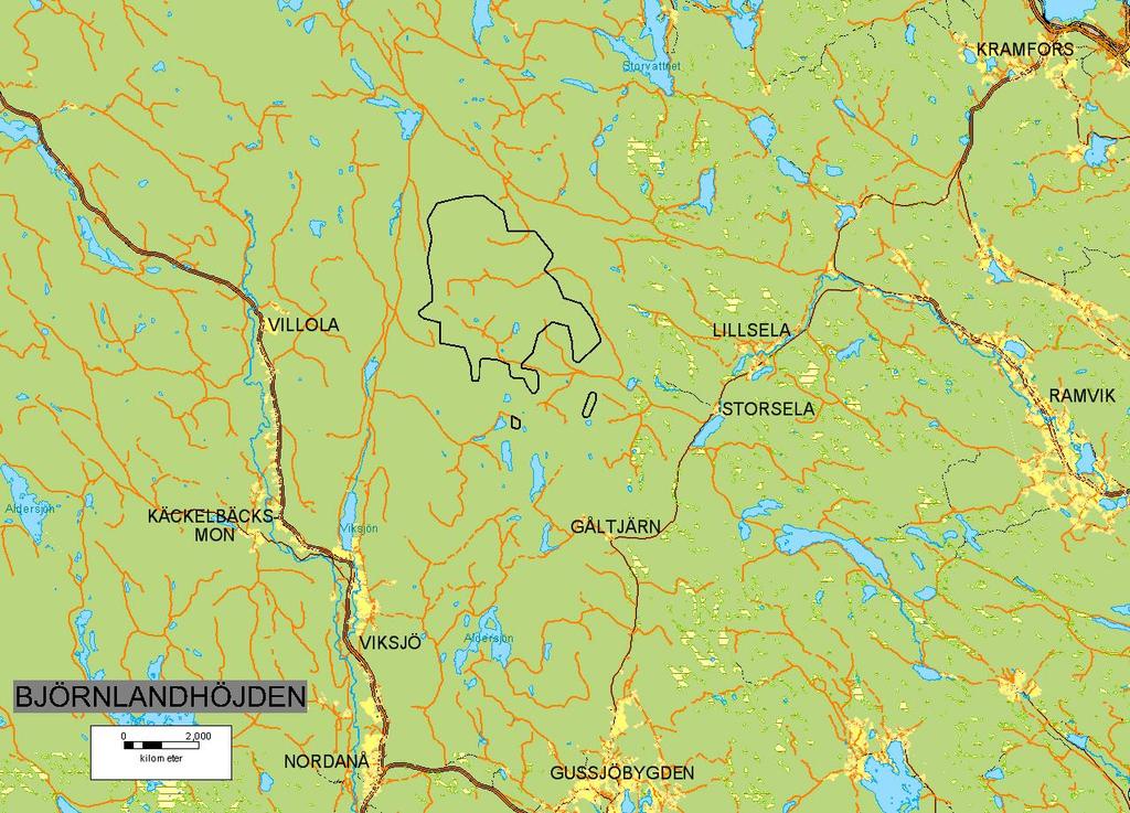 Inledning Inför planerna på en vindpark inom området Björnlandhöjden i Högsjö och Viksjö socknar i Härnösands kommun och Kramfors socken i Kramfors kommun, Västernorrlands län har SCA låtit genomföra
