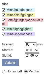 3 PERSONLIG KALENDER Här registrerar du din tillgänglighet. Du ser också vilka pass som du blivit tilldelad samt om du har förfrågningar på nya pass. 3.