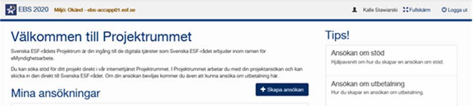 Öppna stödärendet Logga in i Projektrummet och välj det projekt som du vill