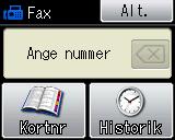 4 Sända ett fax 4 Så här sänder du ett fax4 Följande steg beskriver hur du sänder ett fax. a Tryck på (FAX) om du vill sända ett fax eller ändra inställningar för sändning och mottagning av fax.