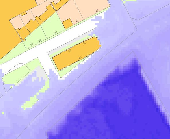 Samhällsbyggnadskontoret Planbeskrivning 14(27) Störning och risk Översvämningsrisk Östra delen av planområdet ligger under 2,8 meter över havsnivån. Se bild nedan.
