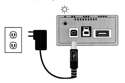 3. Anslut USB2 kabeln och nätadaptern till kameran och