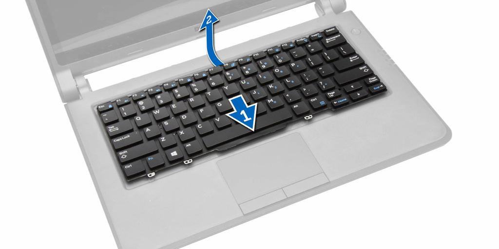 3. Ta bort skruvarna som håller fast tangentbordet i datorn. 4.