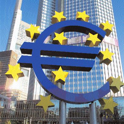 Europeiska centralbanken: Eurosymbolen framför Eurotower