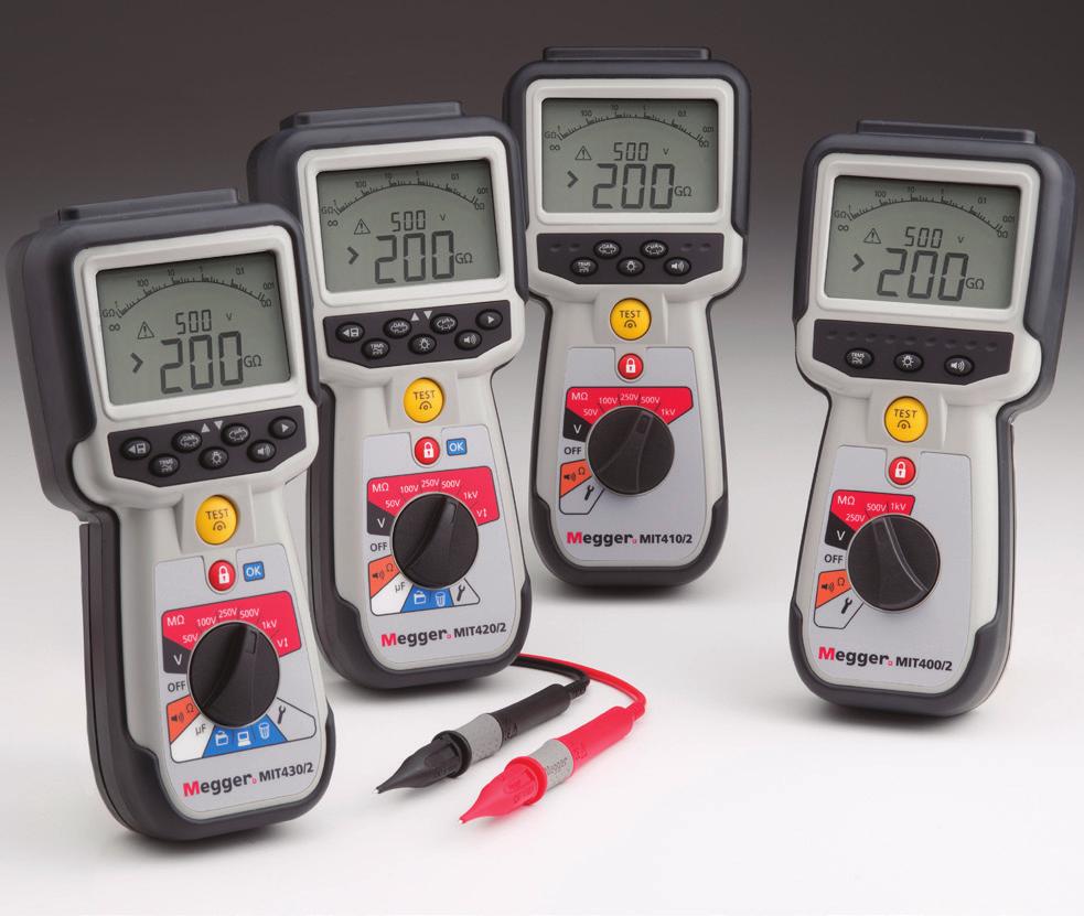 MIT400/2 CAT IV isolationstestare MIT400/2 CAT IV isolationstestare Designad för elektrisk och industriell testning Isolationstestning upp till 1 000 V och 200 GΩområde Stabiliserad