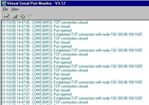 Dubbelklicka på ikonen för Virtual Seriel Port Monitor (längst ner till höger i Windows: