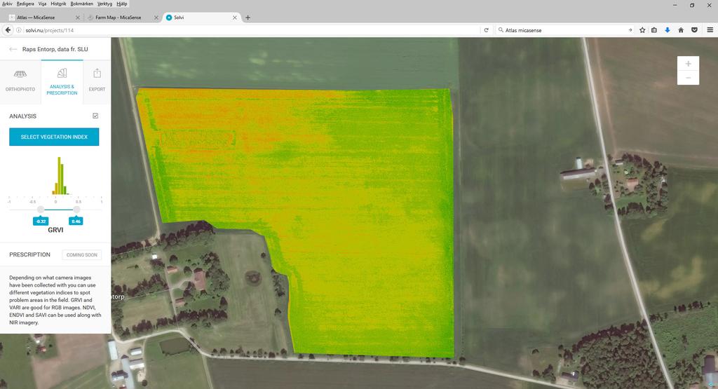 Winter oilseed rape Decision support for calculating the optimal N rate in spring to winter oilseed rape by estimation of N- uptake in autumn by means of remote sensing.