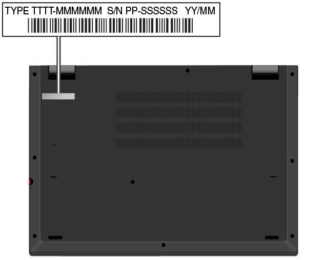 Information om FCC ID- och IC-certifiering FCC- och IC-certifieringsinformationen hittar du på en etikett på datorn, som i följande bild.