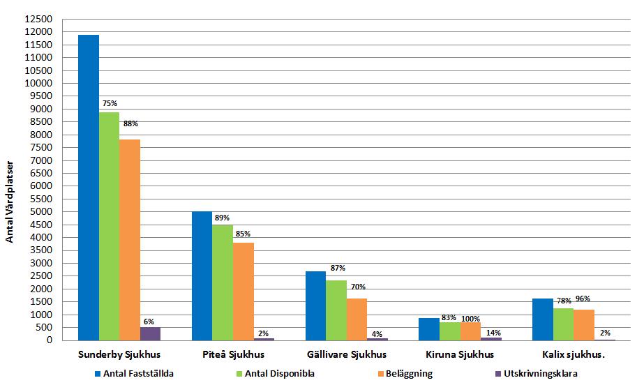 Antal vårdplatser och beläggning.
