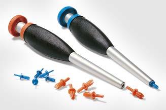 Mycket bra mekaniska egenskaper God resistens mot vibrationer Appliceras enkelt med HTWD-RT4 och HTWD-RT6 nitverktyg Färgkodad för enkelt val av nitverktyg H3 H2 D HTWD-R4 och HTWD-R6.