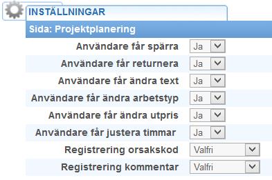 inom intervallet för aktivitetens start- och slutdatum. Tidrapportören får ett felmeddelande om tidrapportering sker utanför intervallet.