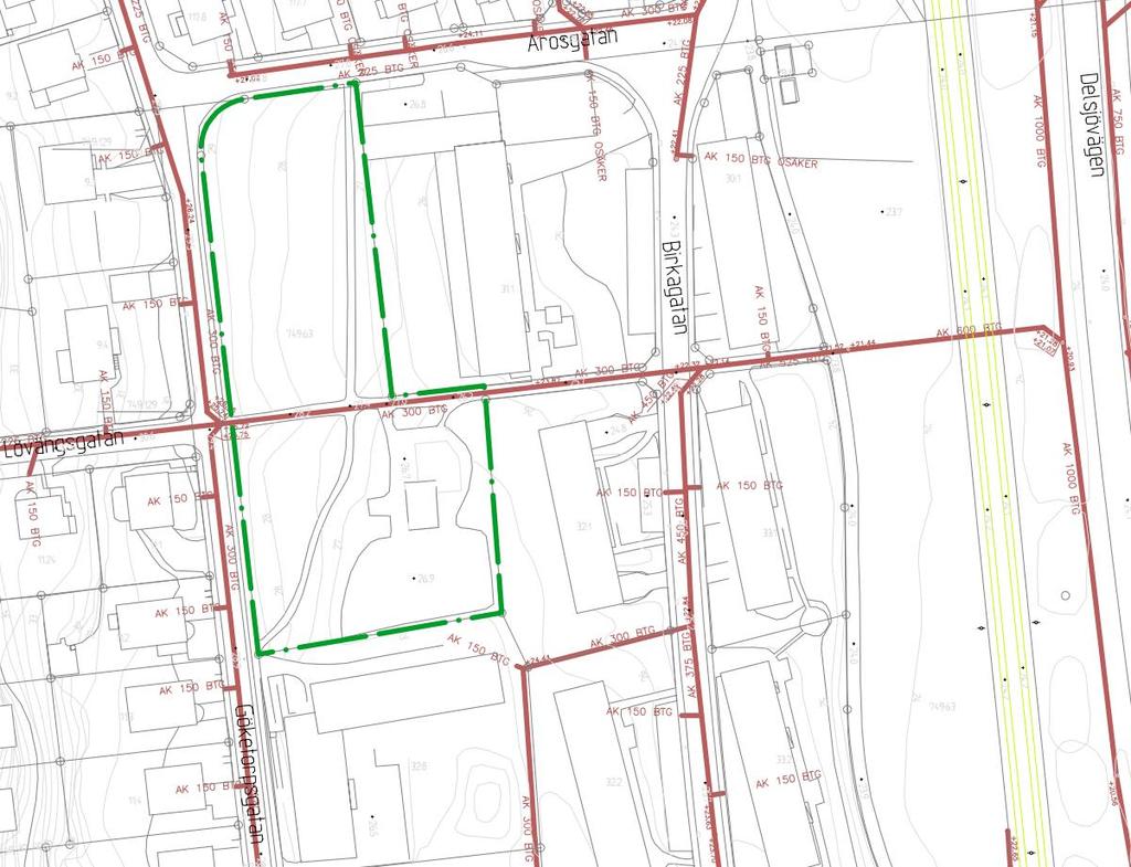 Ledningsnätet i, och angränsande planområdet är till största del kombinerat.