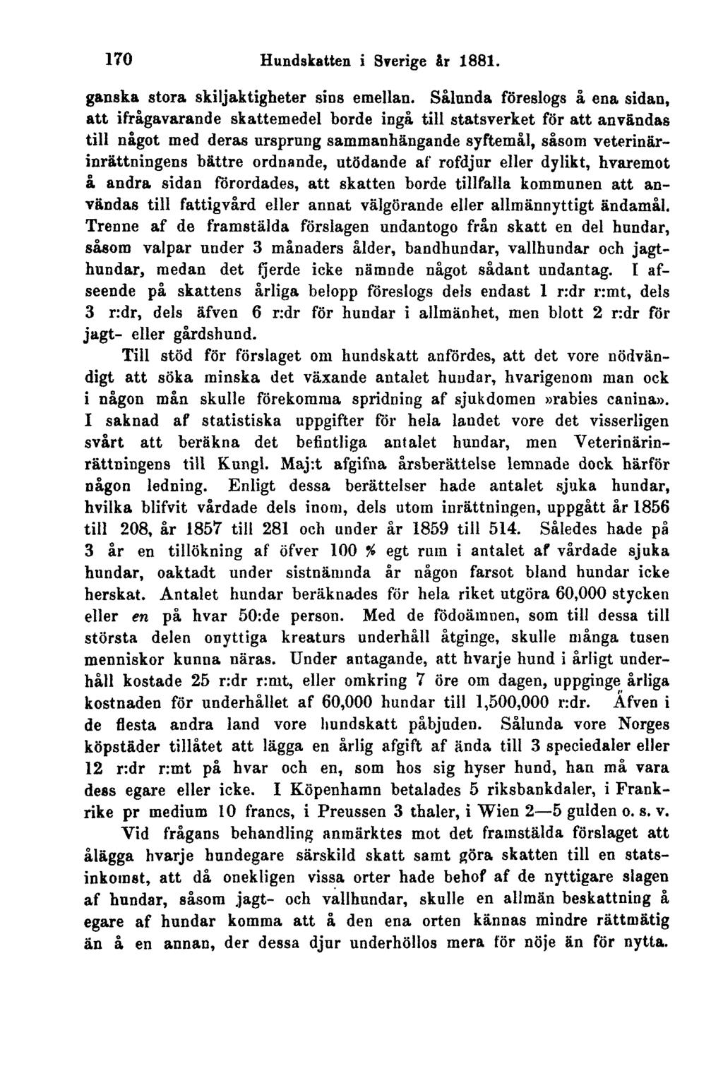 170 Hundskatten i Sverige år 1881. ganska stora skiljaktigheter sins emellan.