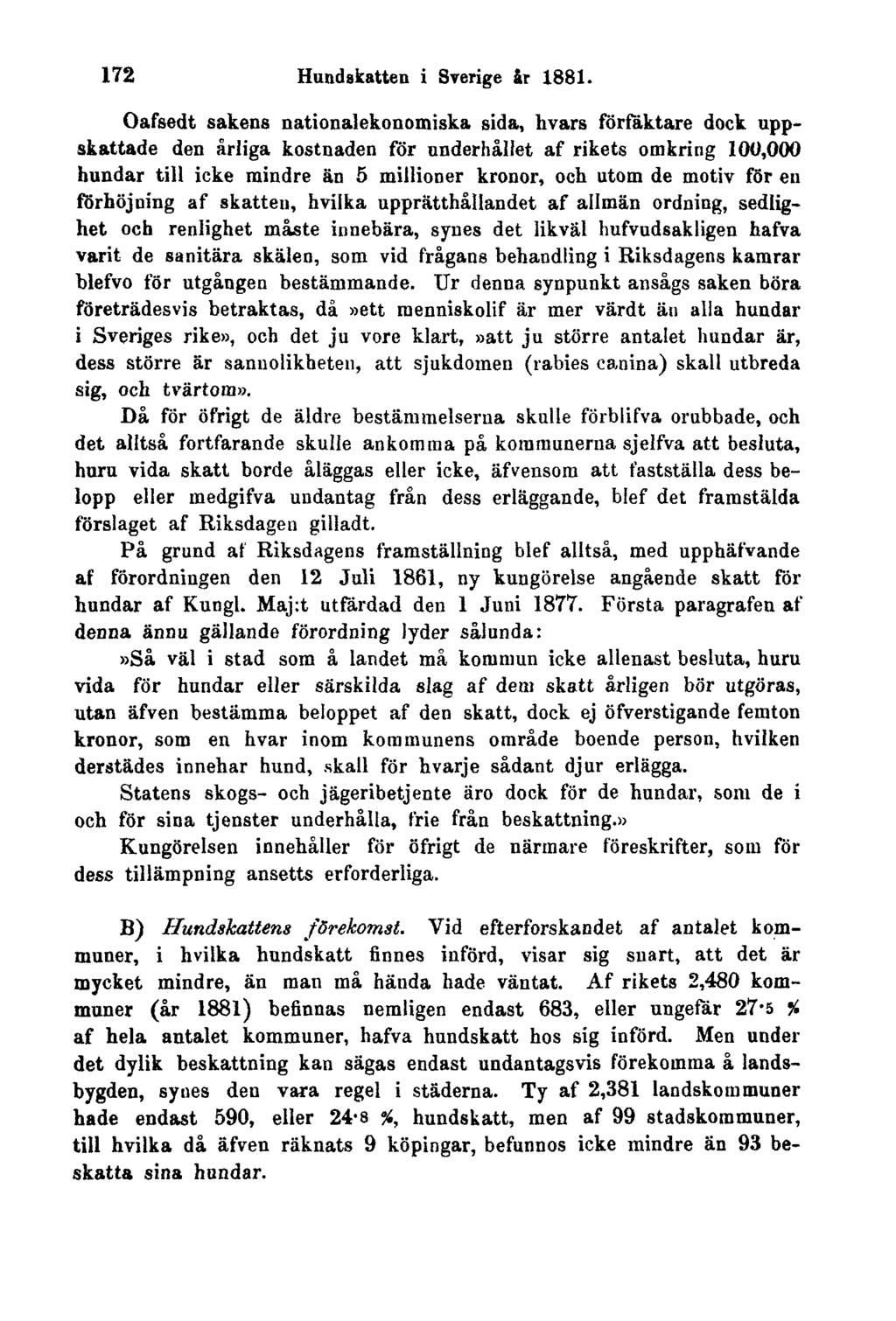172 Hundskatten i Sverige år 1881.