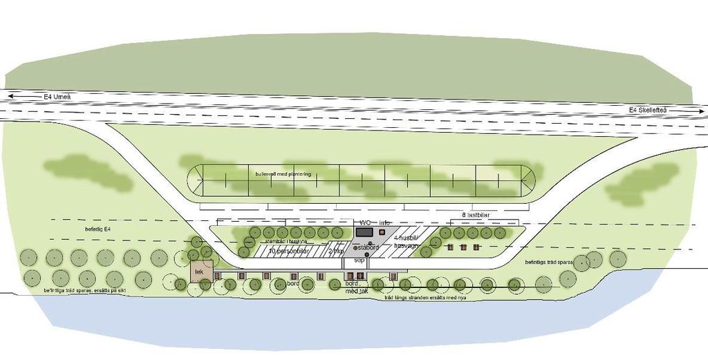 Avgränsningar Rastplatsen kommer att byggas på östra sidan av E4 vid den befintliga parkeringsplatsen/rastplatsen på Granberget.