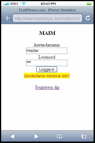 Inloggning Inloggningsformuläret består av två inmatningsfält: användarnamn och lösenord, samt en logga in knapp.