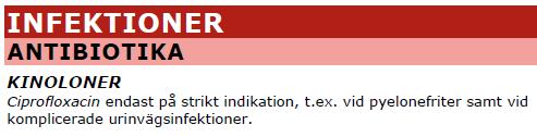 PRAC rekommenderar begränsningar i användningen av fluorokinolonantibiotika Den europeiska läkemedelsmyndigheten EMA:s säkerhetskommitté (PRAC) rekommenderar begränsningar i användningen av