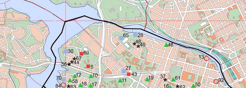 ÅTGÄRDSKARTA TILLGÄNGLIGHET OCH BELYSNING Tillgänglighetsåtgärder Parklekar Trappor Belysningsåtgärder