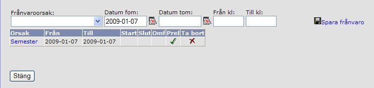 Frånvaron räknas bara av, för dagar som innehåller arbetstid, så du behöver inte göra uppehåll för lediga dagar utan rapporterar första och sista dag på frånvaron/ledighetsönskemålet.