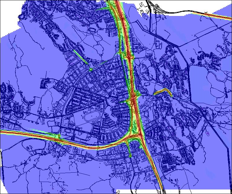 Resultat SPRIDNINGSBERÄKNINGAR AV NO 2 FÖR MÖLNDALS STAD ÅR 2009 Årsmedelvärde Figur 2. Beräknat årsmedelvärde för NO 2 (µg/m3).